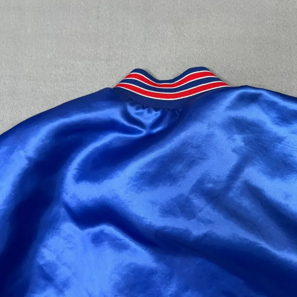 Vintage Swingster Sacramento Kings Jacket Mens Large Blue Satin Lined Snap Front